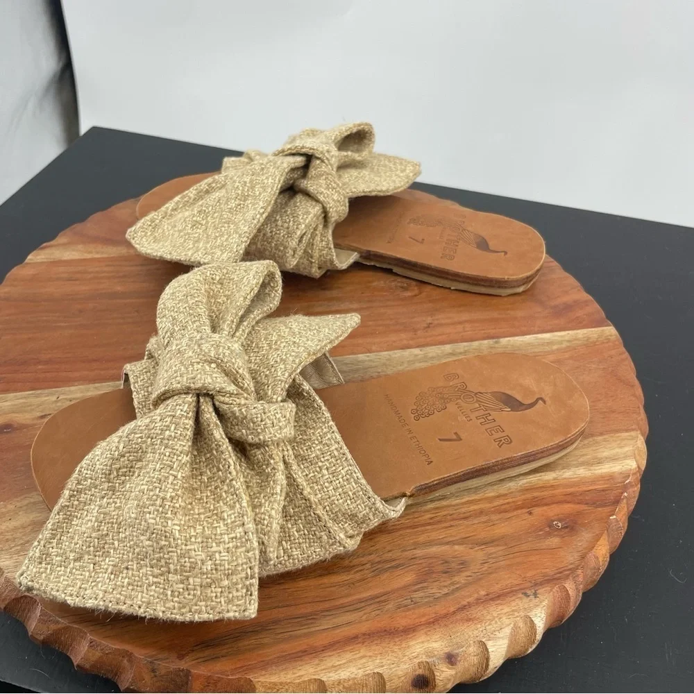 Brother Vellies burkina‎ natural burlap leather sandals size 7